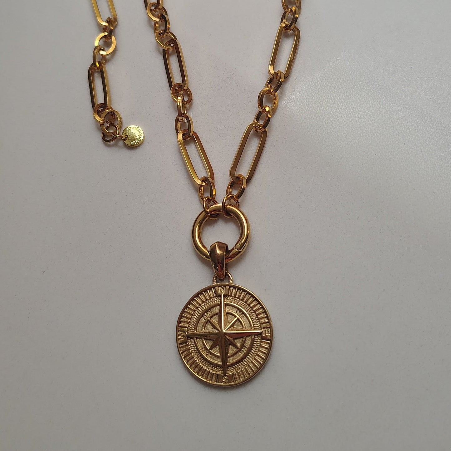 Layering with Compass Pendant (silver, color)