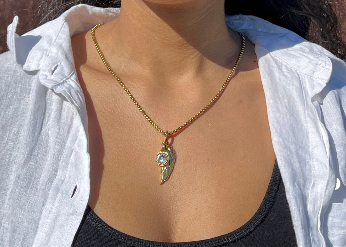 Gold Wing with Cubic Zirconia