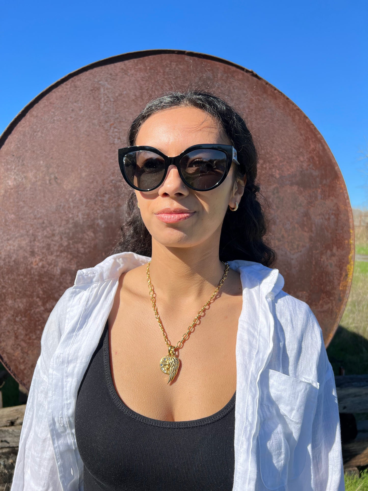 Gold Bee and Wing Pendant