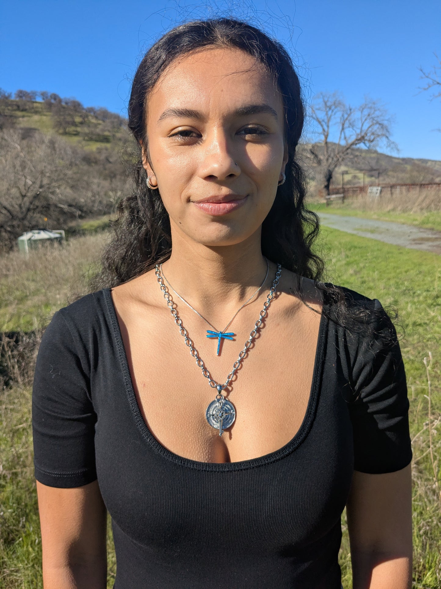 Blue Opal Dragonfly Sterling Silver