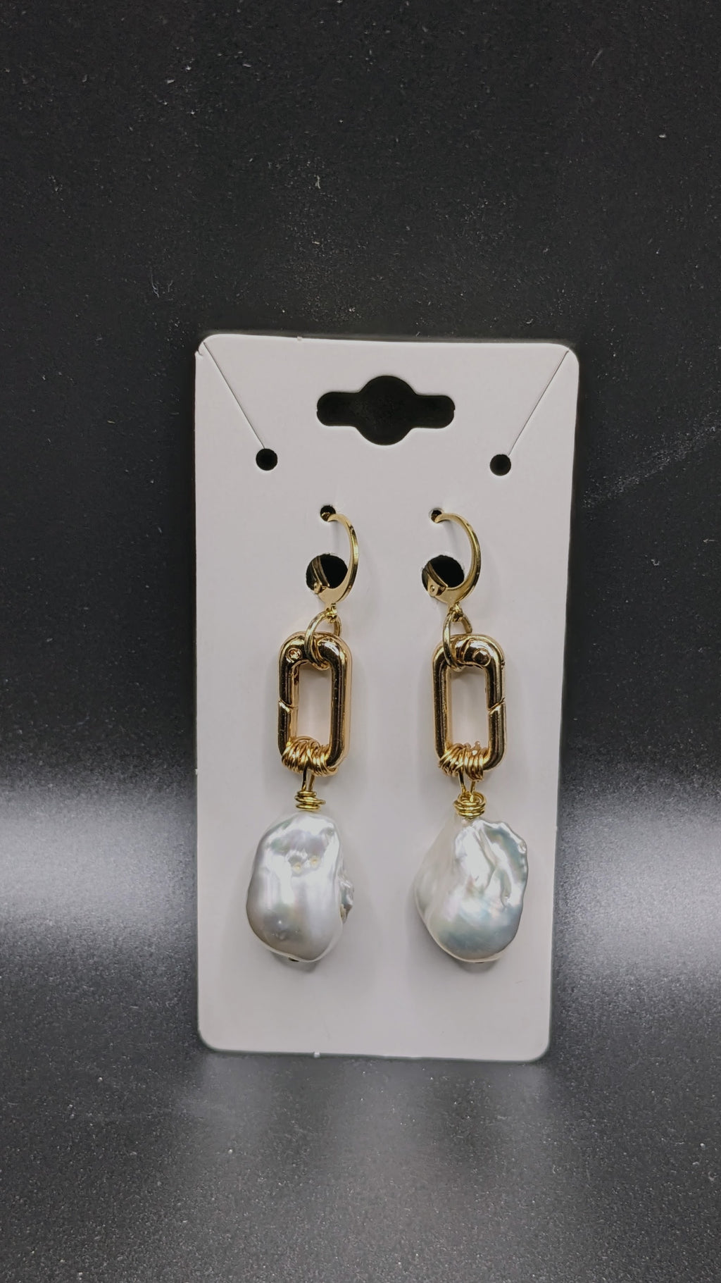 baroque pearl earrings on rectangular clasp