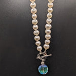 6mm fresh water pearl necklace with front toggle/crystal closure