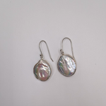 Sterling silver coin pearl earring set in solid silver