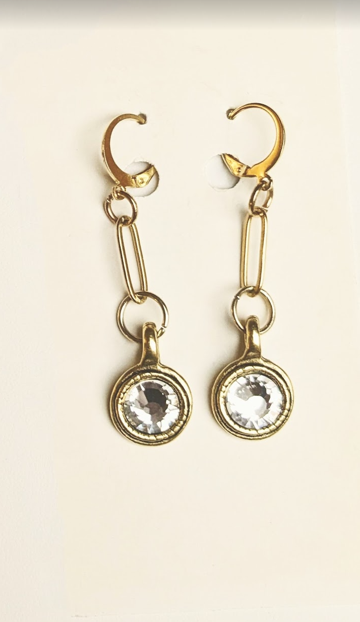 Gold sparkling crystal earrings