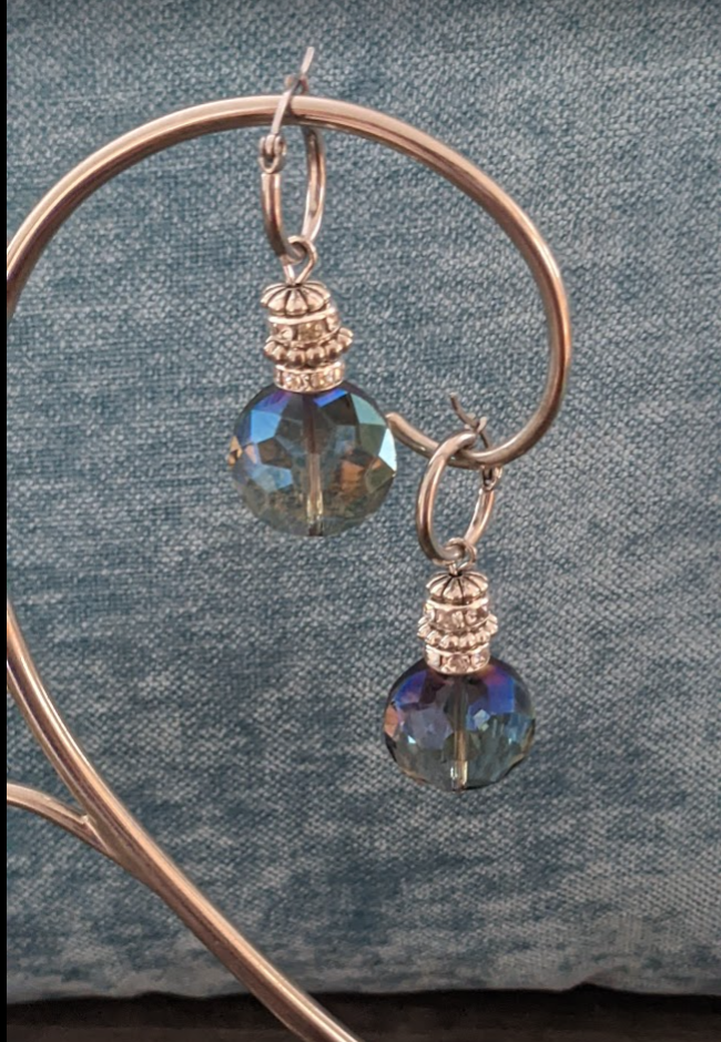 Ocean blue crystal drop earring